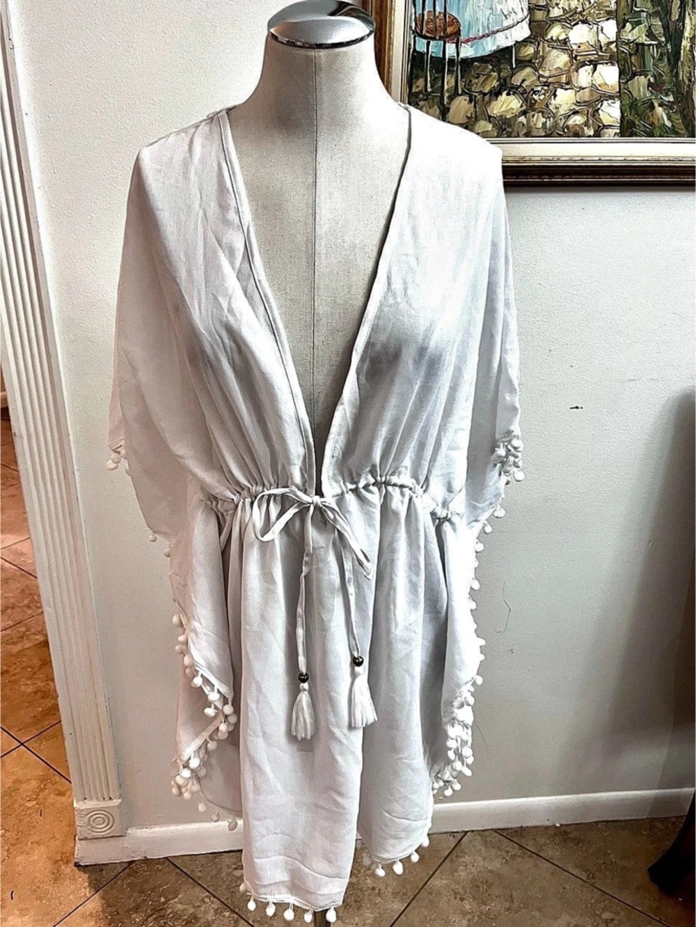 Club Z Collection White Tassel Swim Cover-Up Size Large NWT